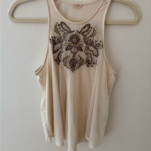 Hollister Cream Embellished Tank Top